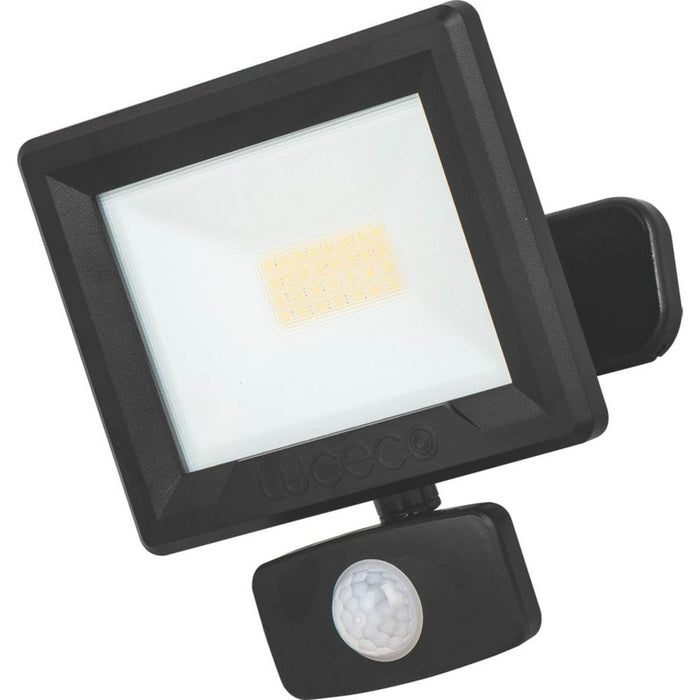 Luceco Essence Outdoor LED Floodlight with Ball Joint With PIR Sensor Black 20W 2000lm - Image 1