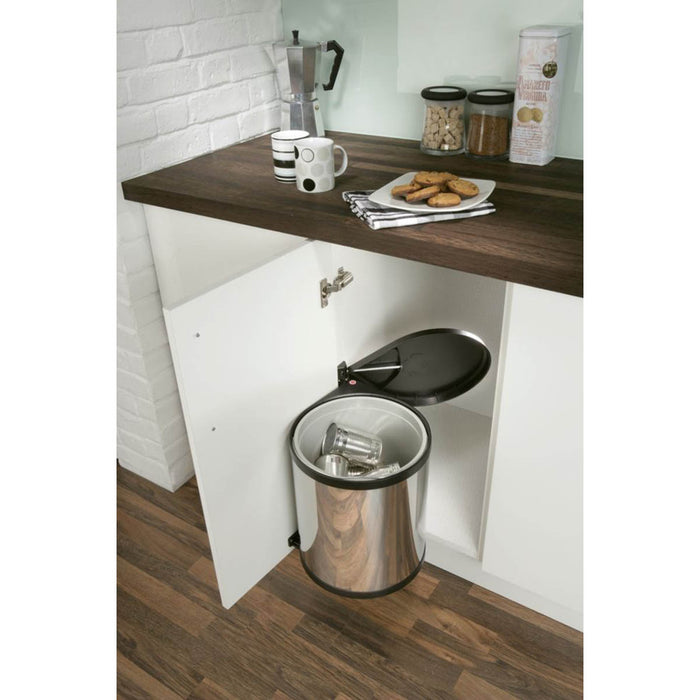 Kitchen Waste Bin 15Ltr Stainless Steel Tilt & Turn Left Right Handed Mounting - Image 2