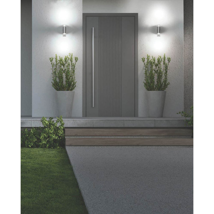 Garden Wall Light Up Down Silver Stainless Steel GU10 Contemporary Pack Of 2 - Image 2