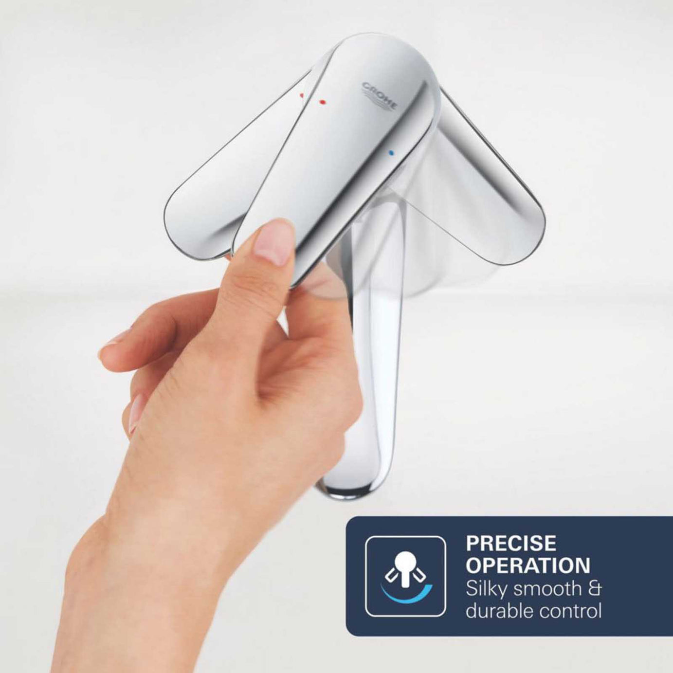 Grohe Dice Chrome 185mm Standard Lever Mono Basin Mixer Tap  With Clicker Waste - Image 6