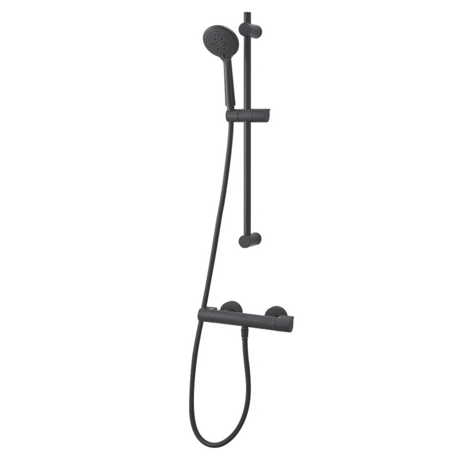 Swirl Mixer Shower Concentric Thermostatic Single Outlet Black Exposed Round - Image 1