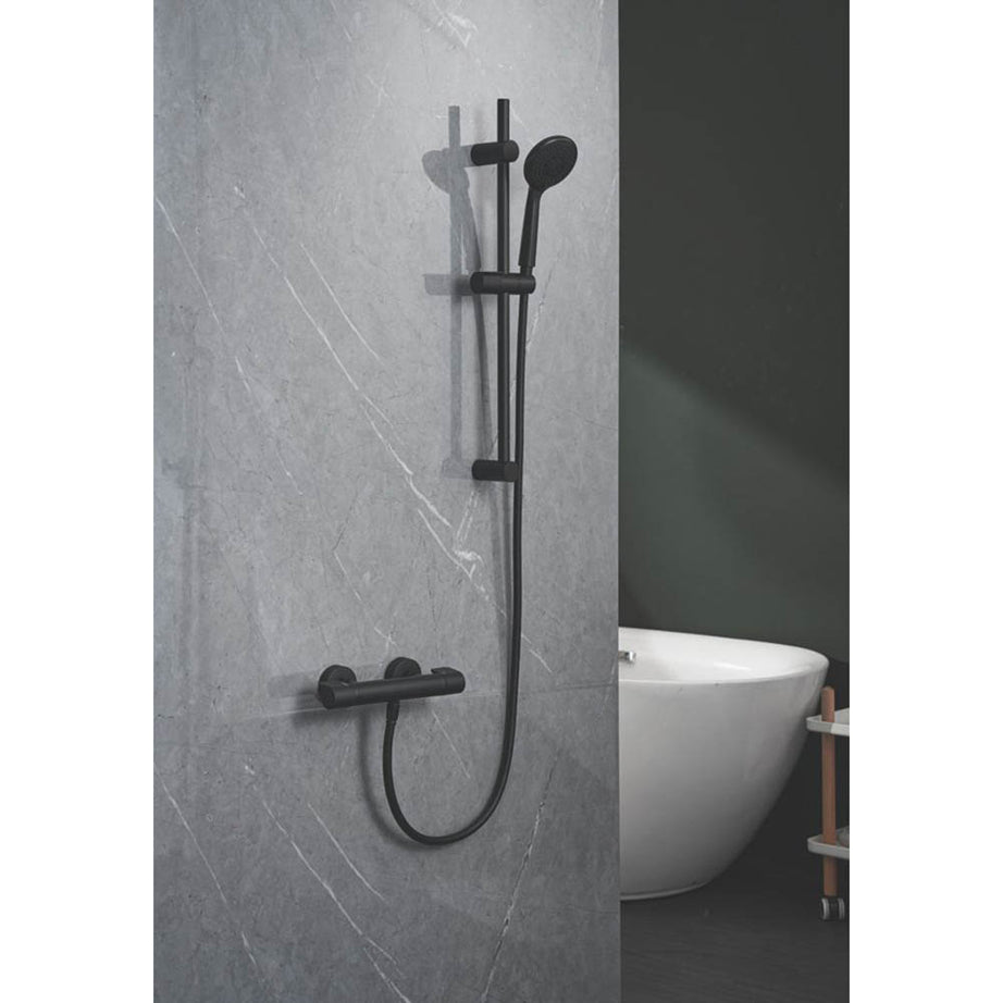 Swirl Thermostatic Mixer Shower Concentric Exposed Black 3 Spray Pattern Round - Image 3