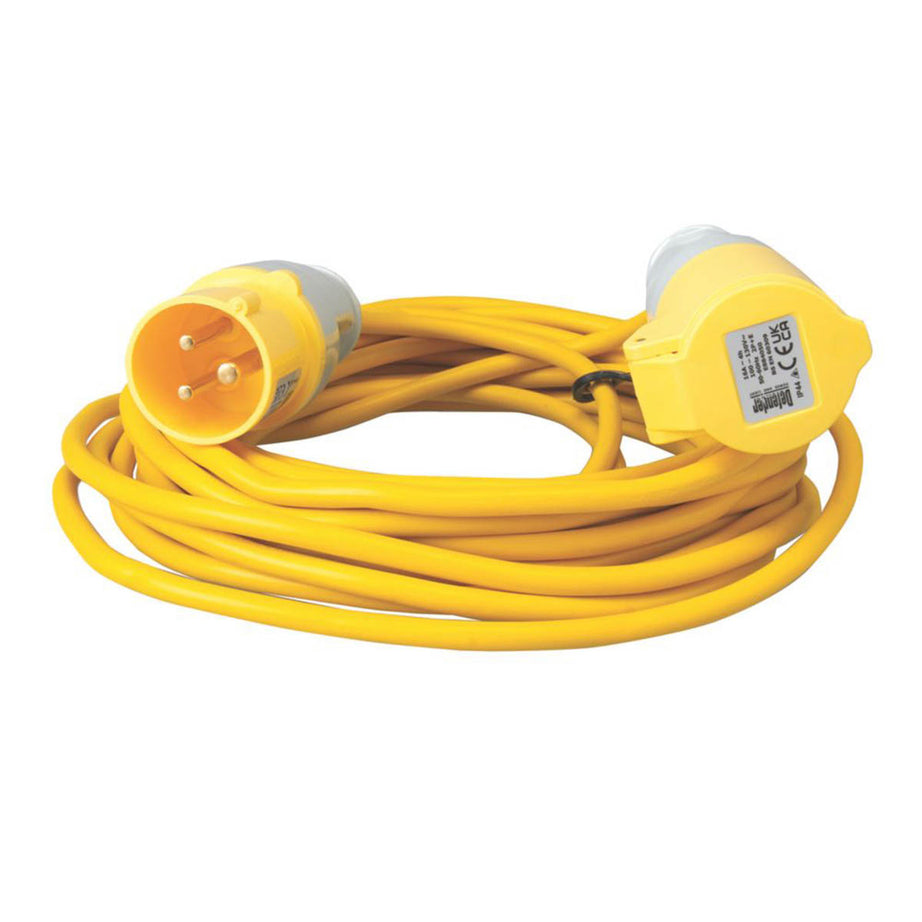 Defender Yellow 110V 16A Extension Lead 10m x 1.5mm² - Image 1