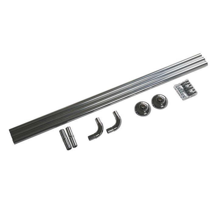 Shower Curtain Rail System Straight Aluminium Chrome U L Shape 900-1760mm - Image 1