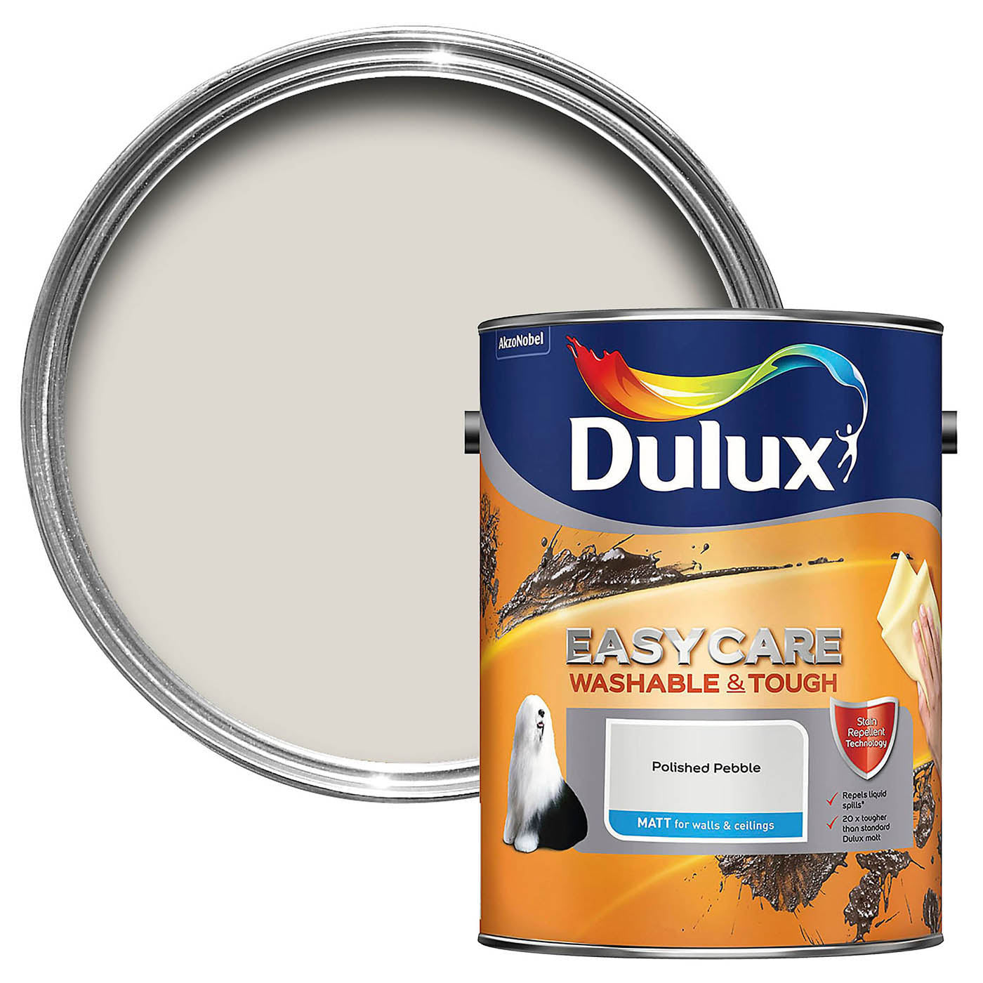 Dulux Emulsion Paint Polished Pebble Matt Wall And Ceiling Interior Washable 5L - Image 1