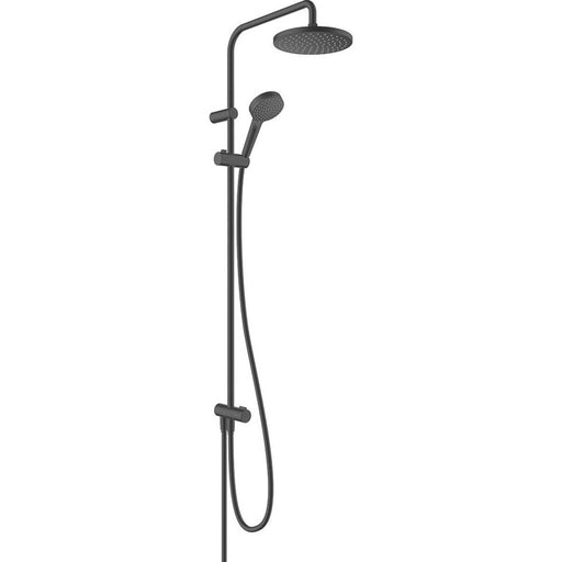 Bathroom Shower Mixer Set Matt Black Brass 3-Spray Patterns Round Twin Head - Image 1