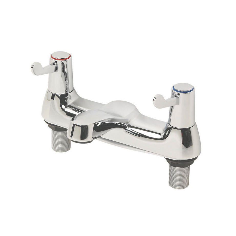 Bath Filler Tap Mixer Chrome Dual Lever 1/4 Turn Brass Modern Bathroom - Image 1