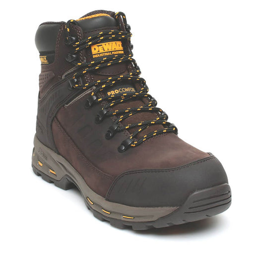 DeWalt Mens Safety Boots Hiker Ankle Brown Aluminium Toe Cap Leather Size 9 - Image 1