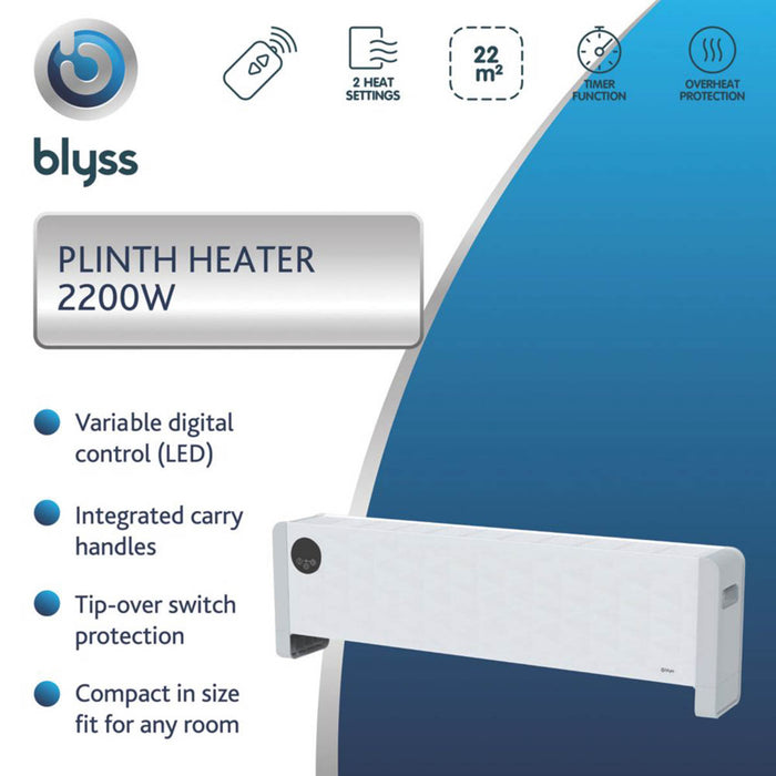 Blyss Electric Convector Heater Freestanding Programmable LCD White 2200W - Image 4