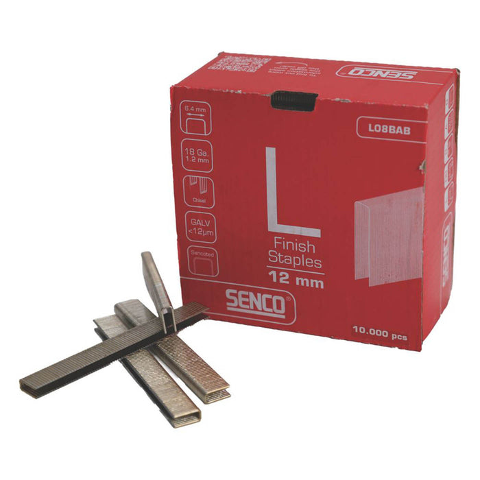 Senco L Staples 12x6.4mm Galvanised Heavy Duty 18 Gauge Compact 10000 Pack - Image 1