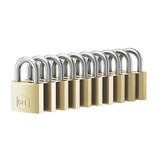 Padlock 30mm Brass Keyed Alike Indoor Safety Security Luggage Travel Pack Of 10 - Image 1