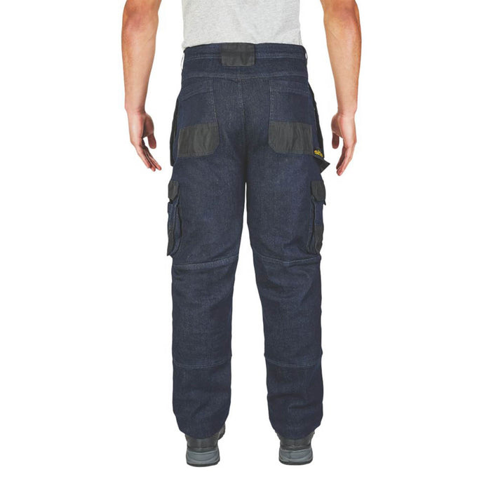 Mens Work Jeans Trousers Breathable Comfort Cargo Denim Multi Pocket 34"W 32"L - Image 4