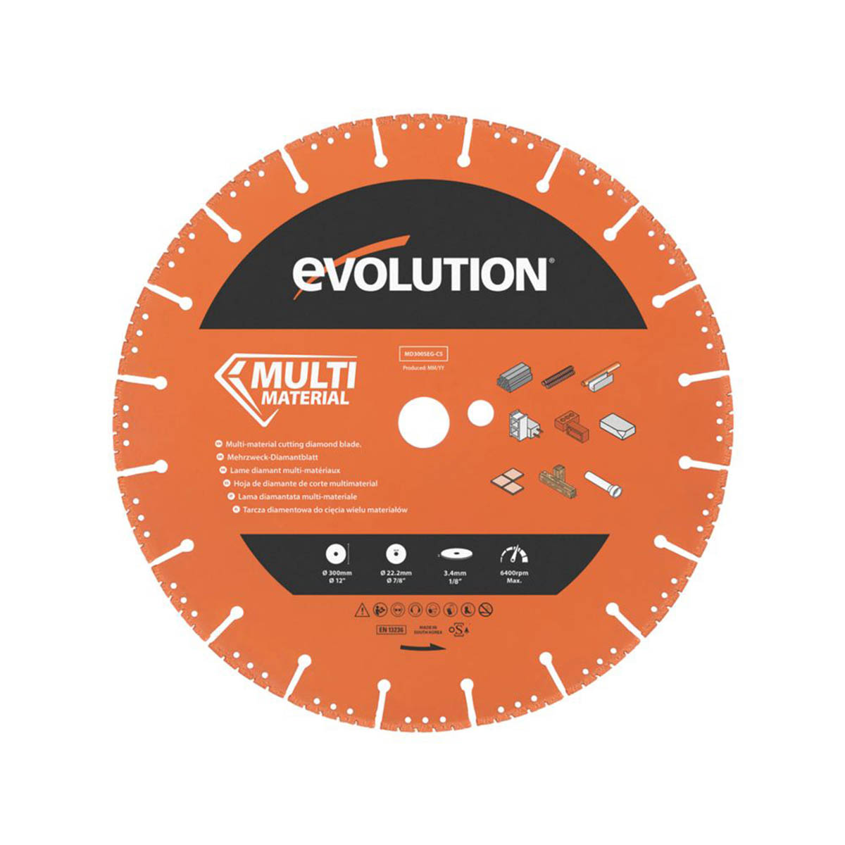 Evolution Diamond Blade MD300SEG-CS Disc Cutter Multi-Material 300 x 22.2mm - Image 1