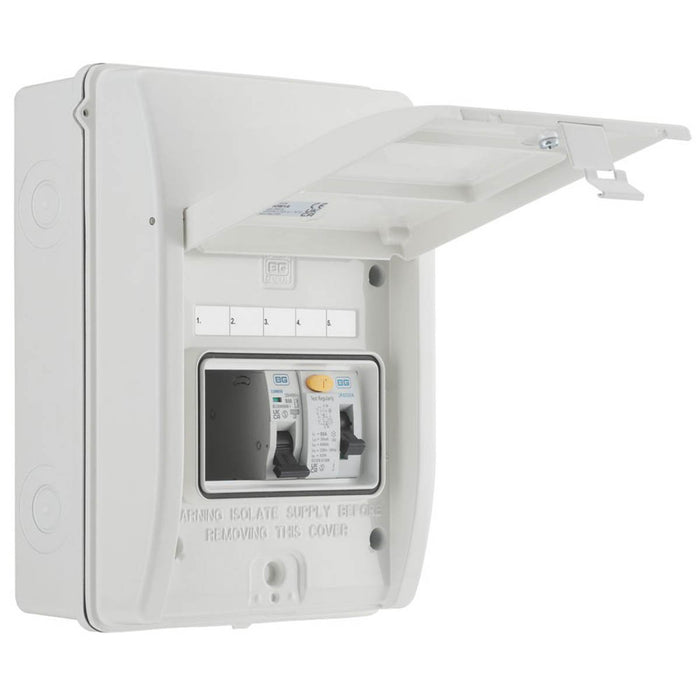 British General Consumer Unit Shower Populated 63A 1 Way 5 Module RCD MCB IP65 - Image 1