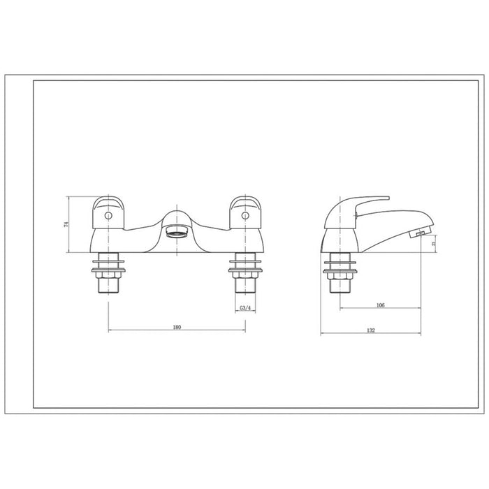 ETAL Bath Filler Mixer Tap Polished Chrome Lever 1/4 Turn Bathroom Contemporary - Image 2
