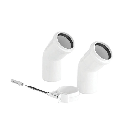 Vaillant  Flue Elbow White 45° Degree Easy Fit 2 Pack - Image 1