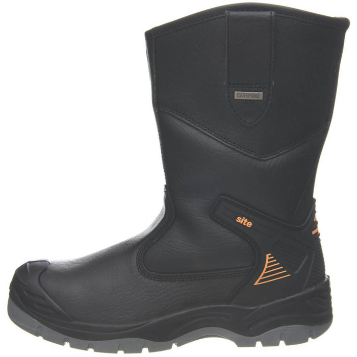 Safety Rigger Boots Mens Black Wide Fit Steel Toe Cap Waterproof Leather Size 10 - Image 1