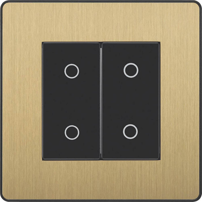 BG Dimmer Switch 2-Gang 2-Way LED Double Master Touch Satin Brass Screwless - Image 2