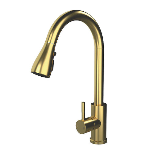 Etal Kitchen Mixer Tap Pull Out Hose Spray Single Lever Deck Mounted Brass - Image 1