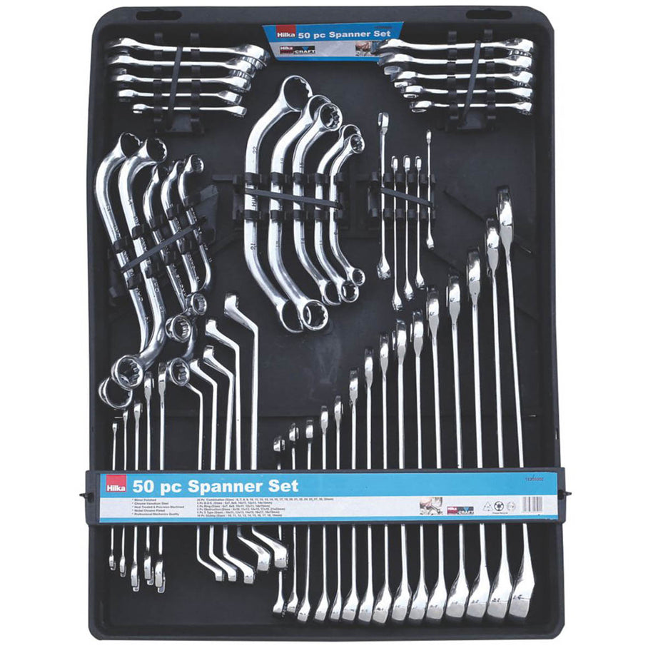 Hilka Pro-Craft Spanner Set 16205002 Mixed Metric Polished Heat-Treated 50 Pcs - Image 1
