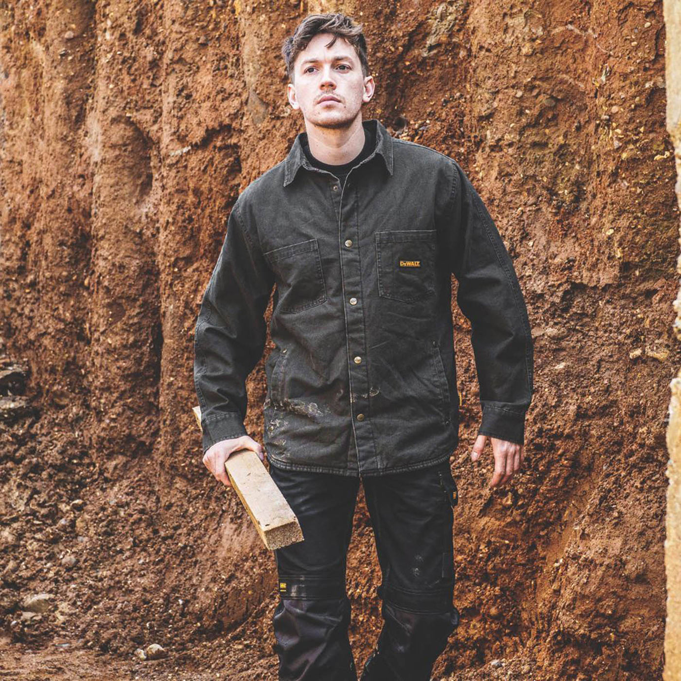 DeWalt Work Jacket Mens Grey Canvas Coat Pockets Poppers Medium 37-39" Chest - Image 6
