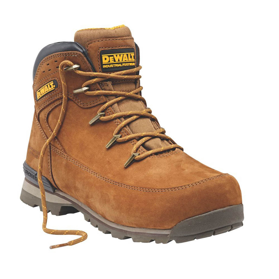 DeWalt Safety Boots Mens Wide Fit Tan Leather Work Shoes Steel Toe Size 10 - Image 1