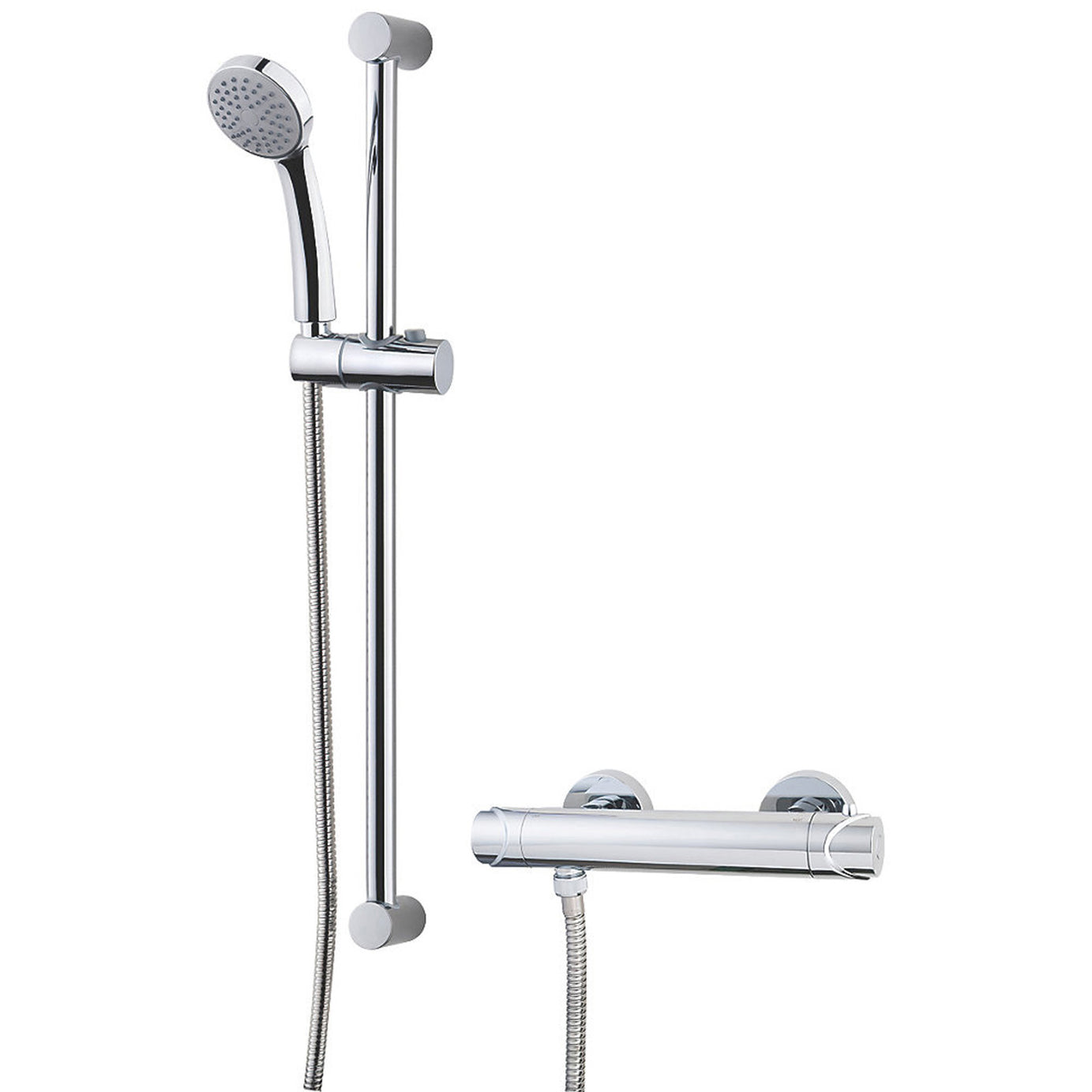 Swirl Thermostatic Mixer Shower Exposed Chrome Single Spray Pattern Round Head - Image 1