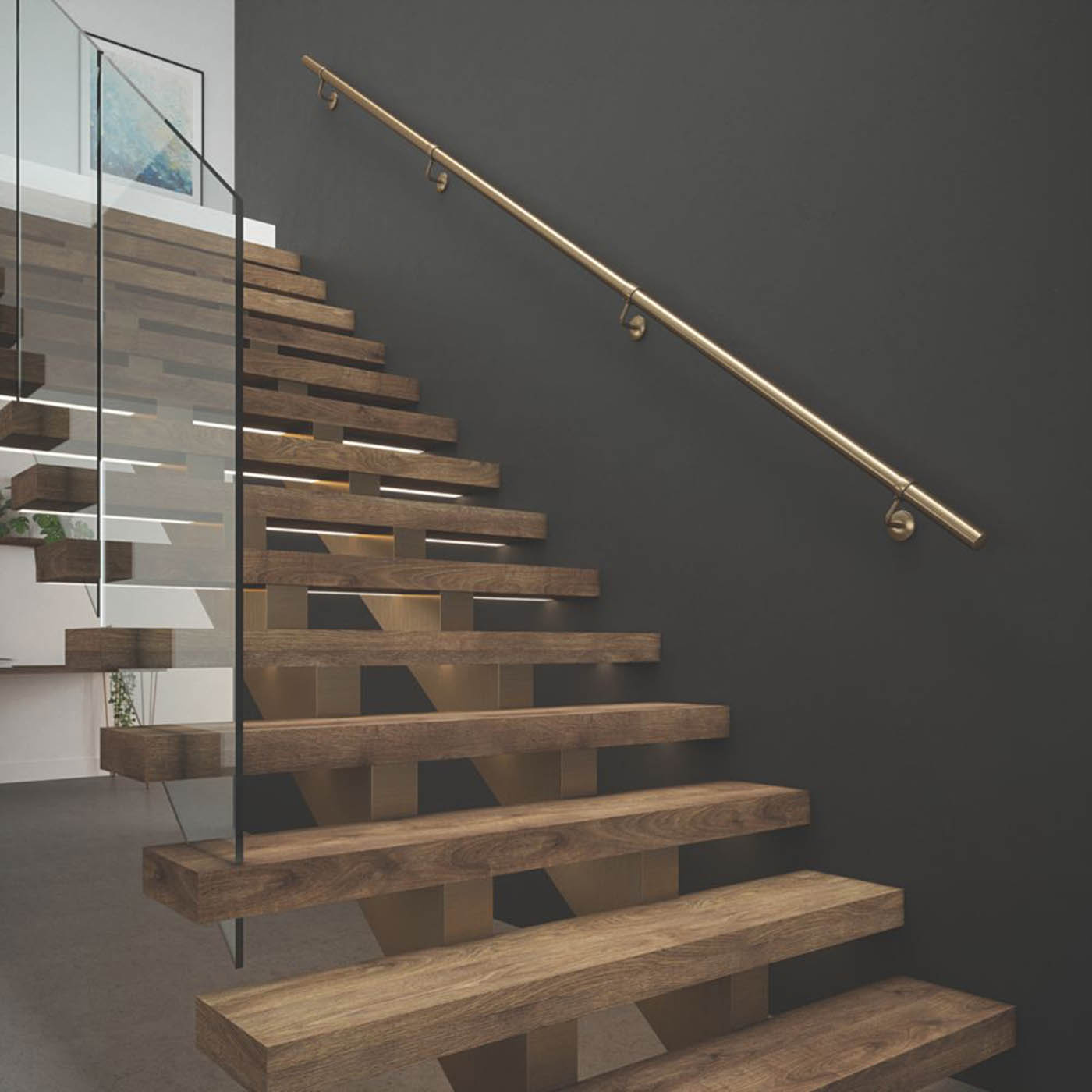 Rothley  Steel Handrail Kit Antique Brass 3600mm - Image 3