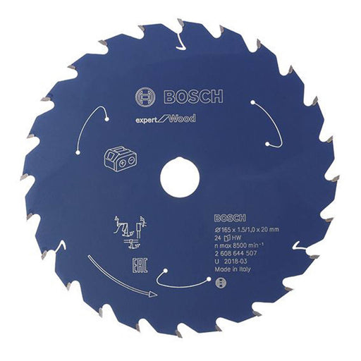 Bosch Circular Saw Blade Expert 165x20mm 24 Teeth Wood Chipboard Plywood - Image 1