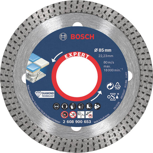 Bosch Diamond Cutting Disc Angle Grinder Expert Masonry Tile & Stone 85x22.23mm - Image 1