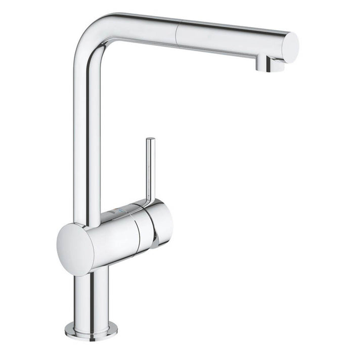 Kitchen Tap Pull-Out High Swivel Spout Spray Mono Mixer Chrome Single Lever - Image 1