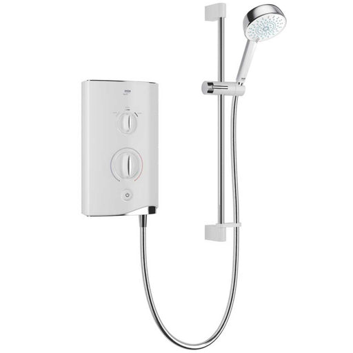 Mira Electric Shower White Chrome 4-Spray Pattern 10.8kW Round Shower Head - Image 1