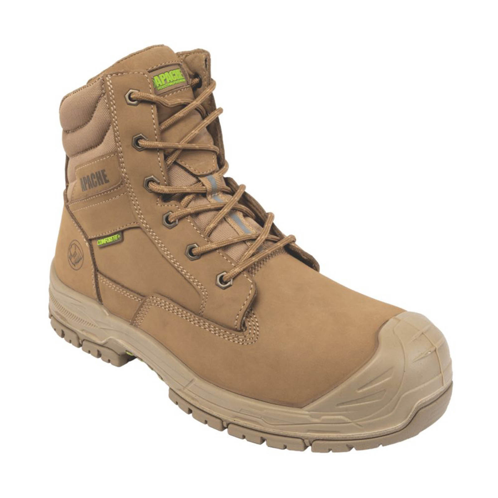 Apache Safety Boots Mens Wide Fit Brown Leather Work Shoes Composite Toe Size 11 - Image 1