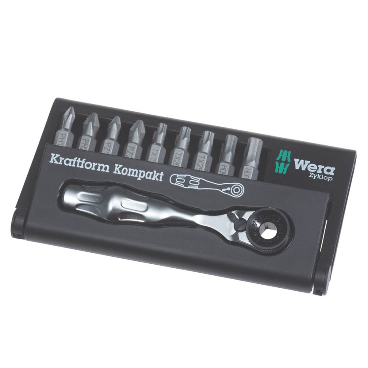 Wera Ratchet Screwdriver Bit Set BitCheckKK10ZyklopMini1 1/4" Hex Pack Of 10 - Image 1