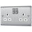 British General Socket 2 Gang Single Pole Raised Slim Switched White 13A 250V - Image 1