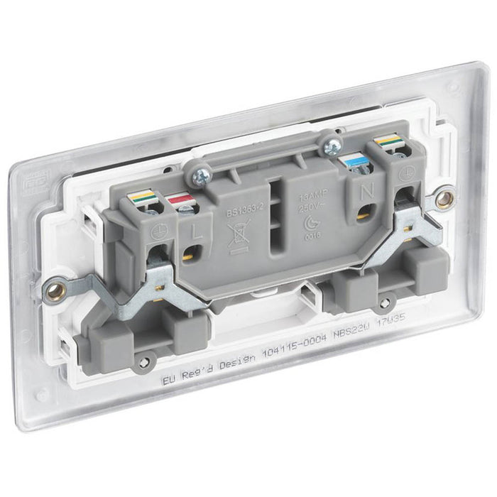 British General Socket 2 Gang Single Pole Raised Slim Switched White 13A 250V - Image 2