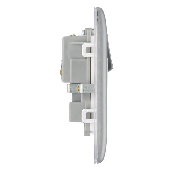 British General Socket 2 Gang Single Pole Raised Slim Switched White 13A 250V - Image 3