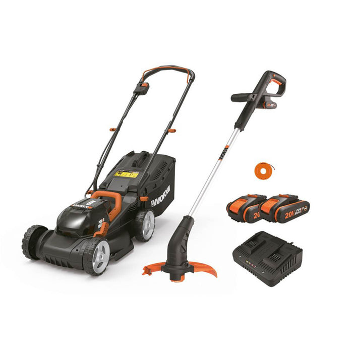 Worx Lawn Mower 40V Grass Trimmer 20V Kit Cordless Li-Ion 2x2.0Ah Garden Cutter - Image 1