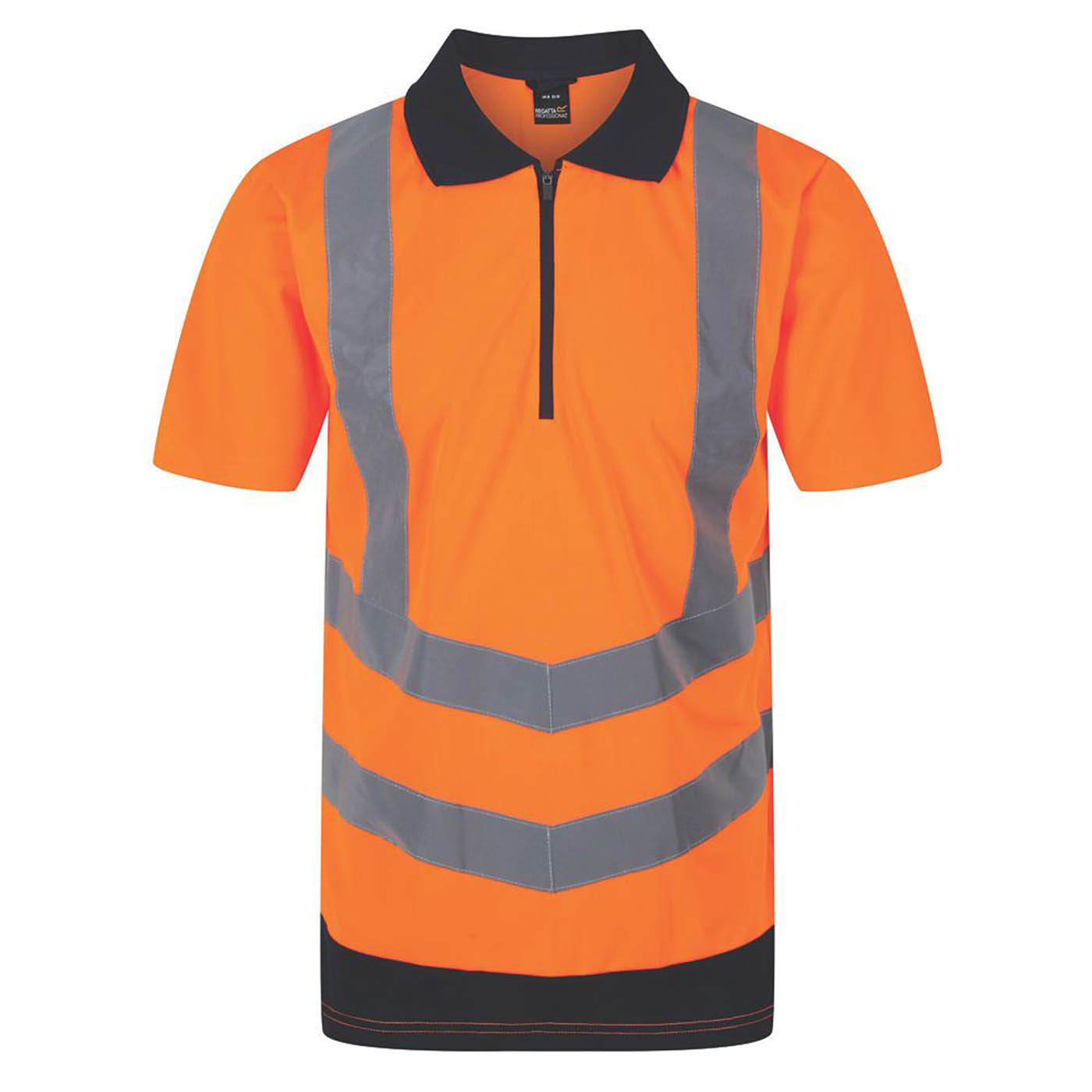 Regatta Hi-Vis Work Polo Shirt Mens Regular Fit Orange Navy Medium 40in Chest - Image 1