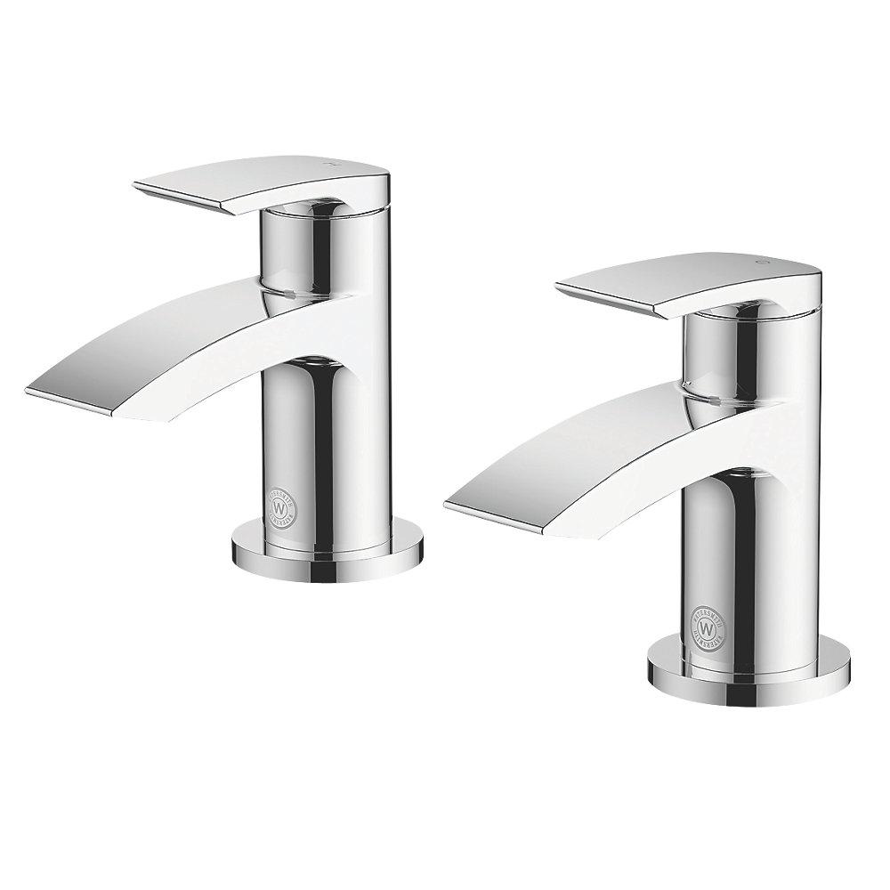 Bathroom Basin Pillar Tap Chrome 101mm Lever 1/4 Turn Operation Cold Hot Pair - Image 3