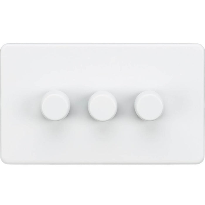 Knightsbridge  3-Gang 2-Way LED Intelligent Dimmer Switch  Matt White - Image 1