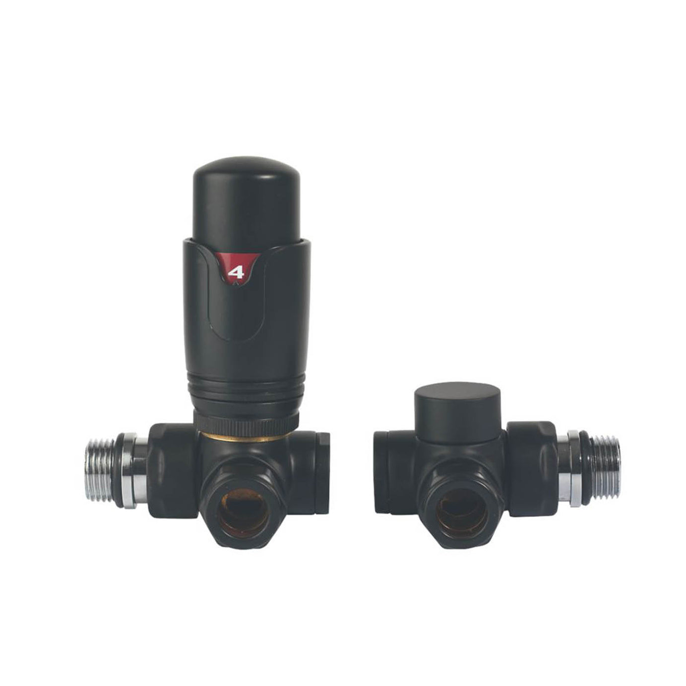 Towelrads Thermostatic Radiator Valve & Lockshield Black Corner 15mm - Image 1