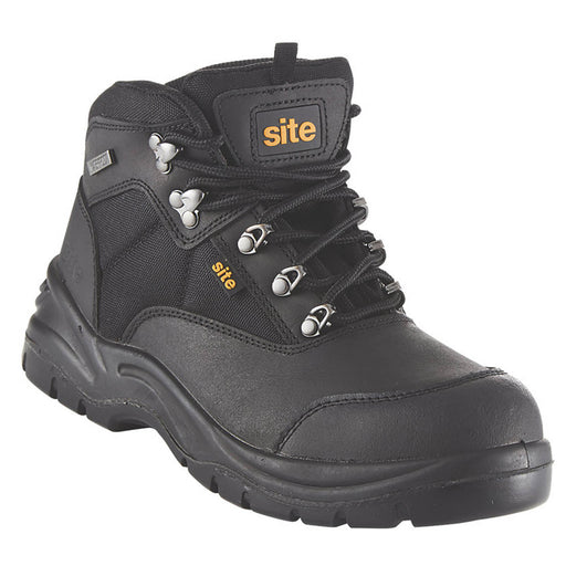 Site Safety Boots Mens Wide Fit Black Leather Waterproof Steel Toe Size 11 - Image 1