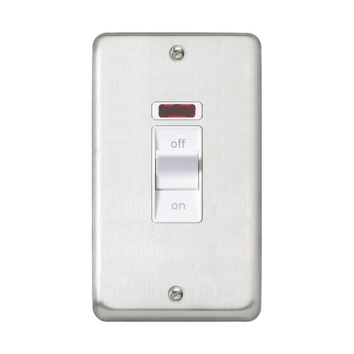 Control Switch 50A 2-Gang DP Brushed Stainless Steel Neon Power Indicator 230 V - Image 1