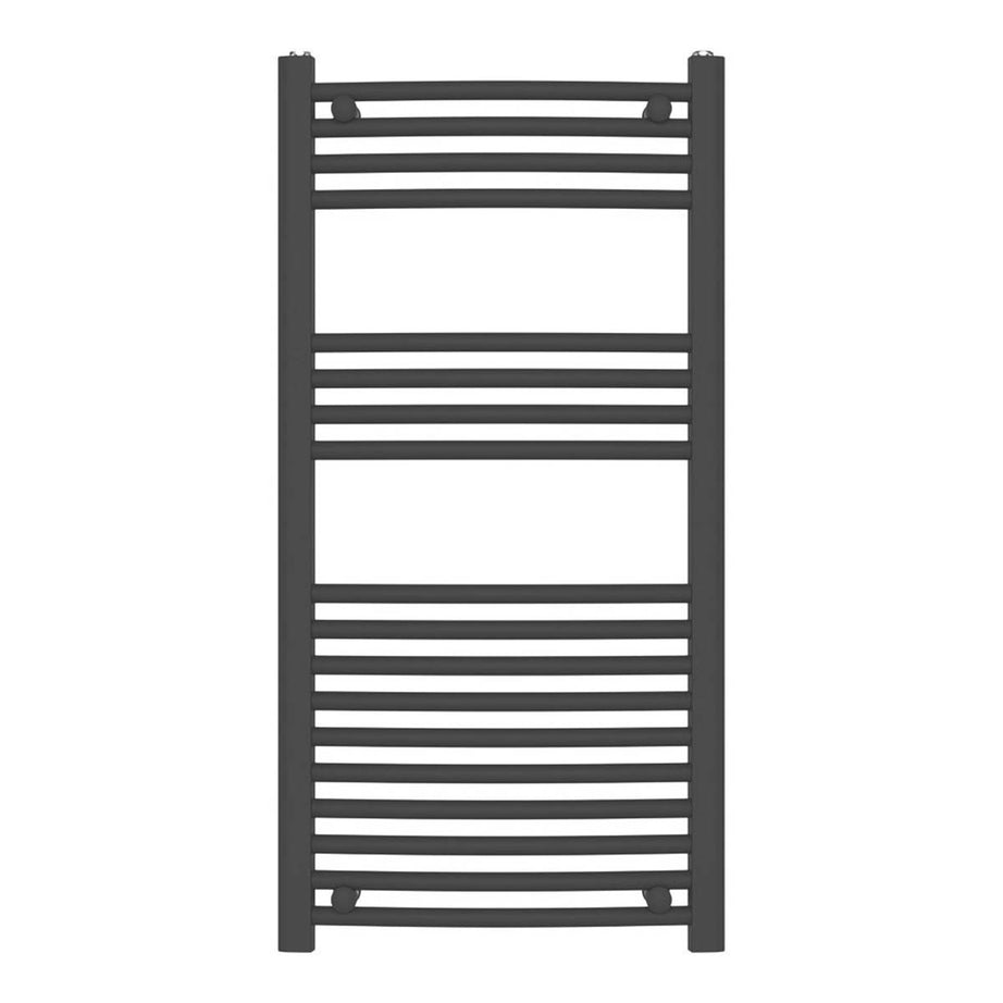 Flomasta Towel Rail Radiator Matt Black Curved Warmer 1000mm x 500mm 1521BTU - Image 2
