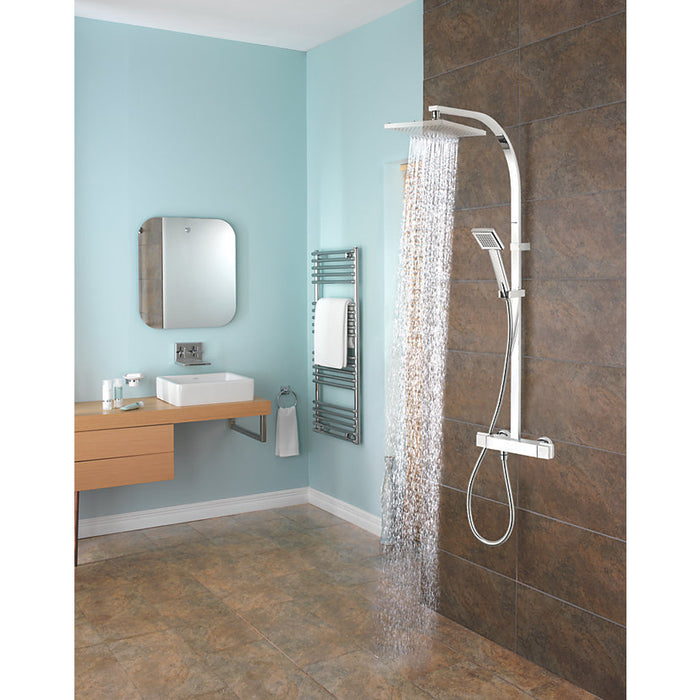 Triton Bathroom Mixer Shower Exposed Thermostatic Chrome Square Twin Head - Image 2