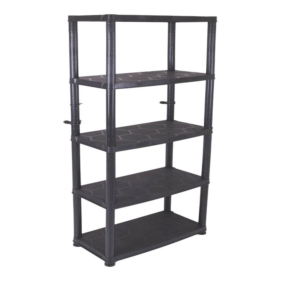 Essentials Garage Shelving Unit 5 Tier Plastic Black 1200mm x 400mm x 1850mm - Image 1