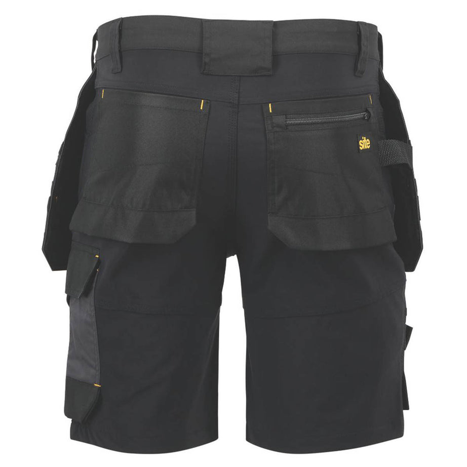 Site Mens Work Shorts Brochman Black Grey Holster Pockets Slim Fit 36" W - Image 3
