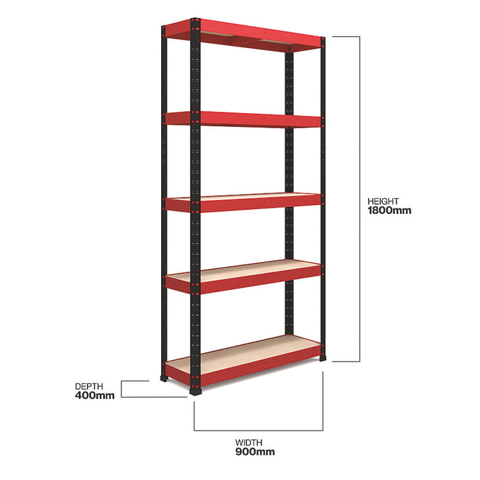 Shelving Unit 5 Tier Heavy Duty Storage Shelves Racking Indoor (H)180x(W)90cm - Image 4