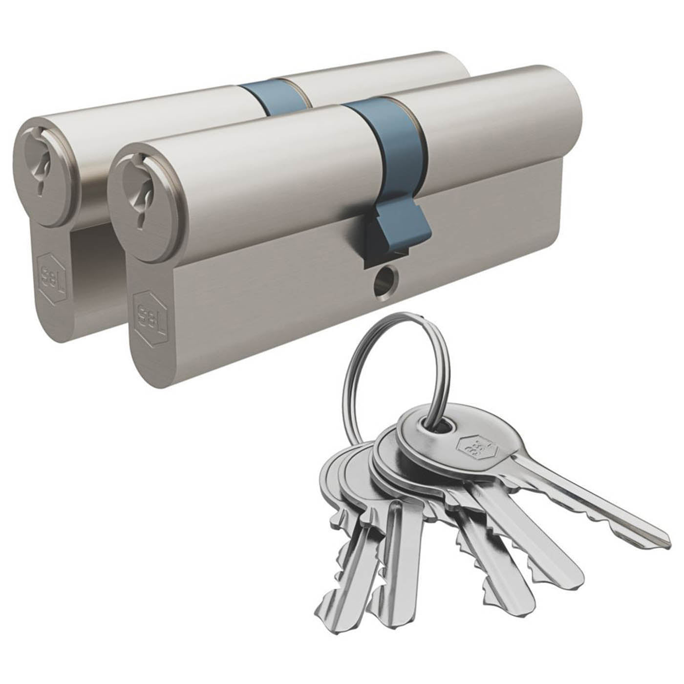 Smith & Locke Double Cylinder Locks Euro 1 Star 6-Pin 40-45 (85mm) Silver 2 Pack - Image 1